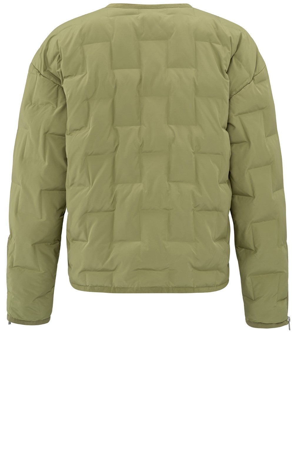 Olive Collarless Quilted Jacket