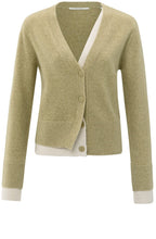 Olive Green Contrast Detail V Neck Cardigan