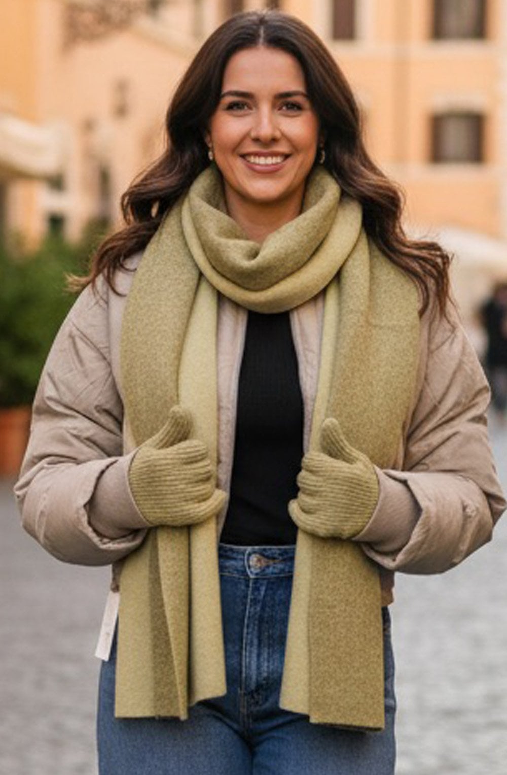 Pale Olive Green Two Tone Oversized Scarf