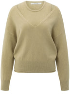 Pale Olive Melange Relaxed Sweater and Matching Knitted Tank Top