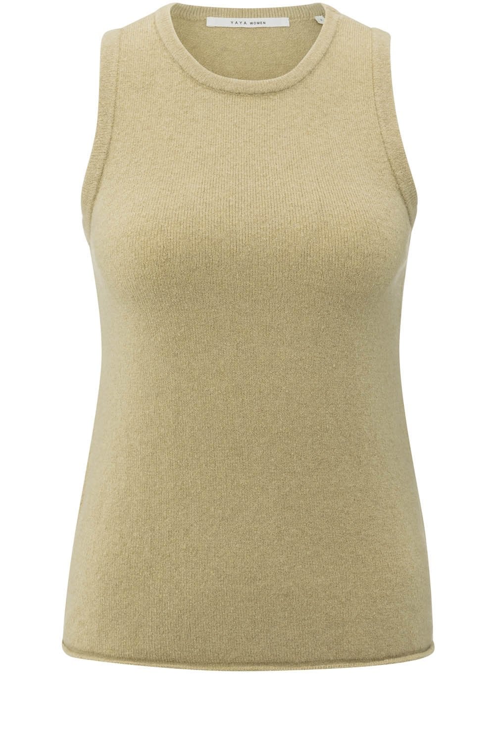 Pale Olive Melange Relaxed Sweater and Matching Knitted Tank Top
