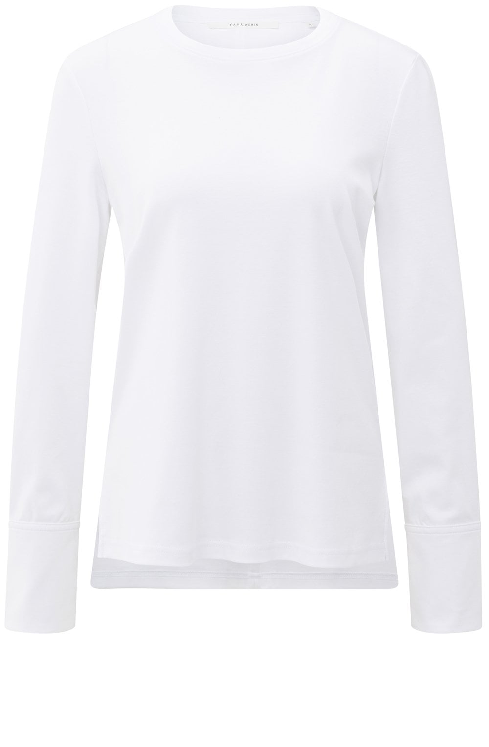 Pure White Woven Cuff Jersey Top
