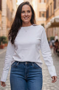 Pure White Woven Cuff Jersey Top
