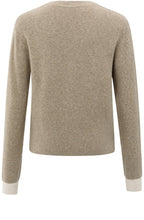 Sand Beige Contrast Detail V Neck Cardigan