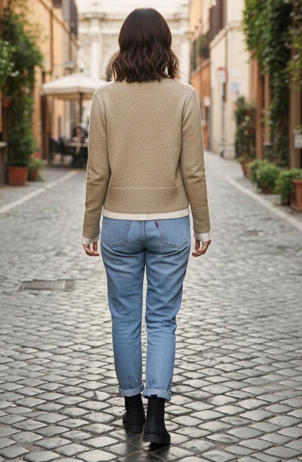 Sand Beige Contrast Detail V Neck Cardigan