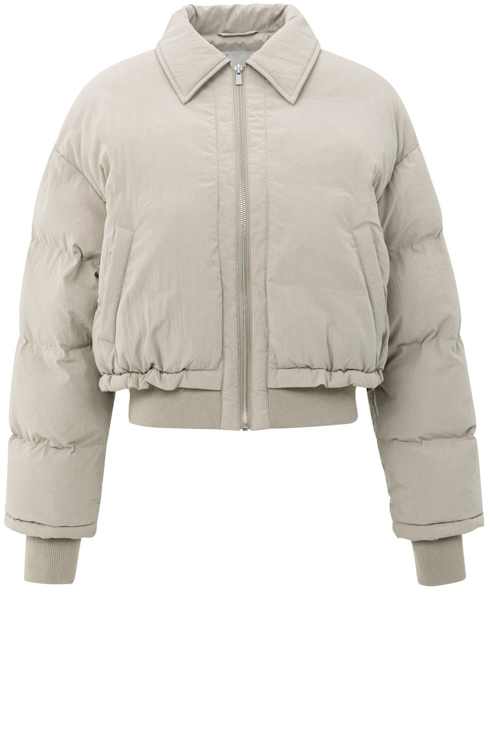Sand Beige Cropped Padded Jacket