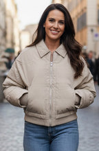 Sand Beige Cropped Padded Jacket
