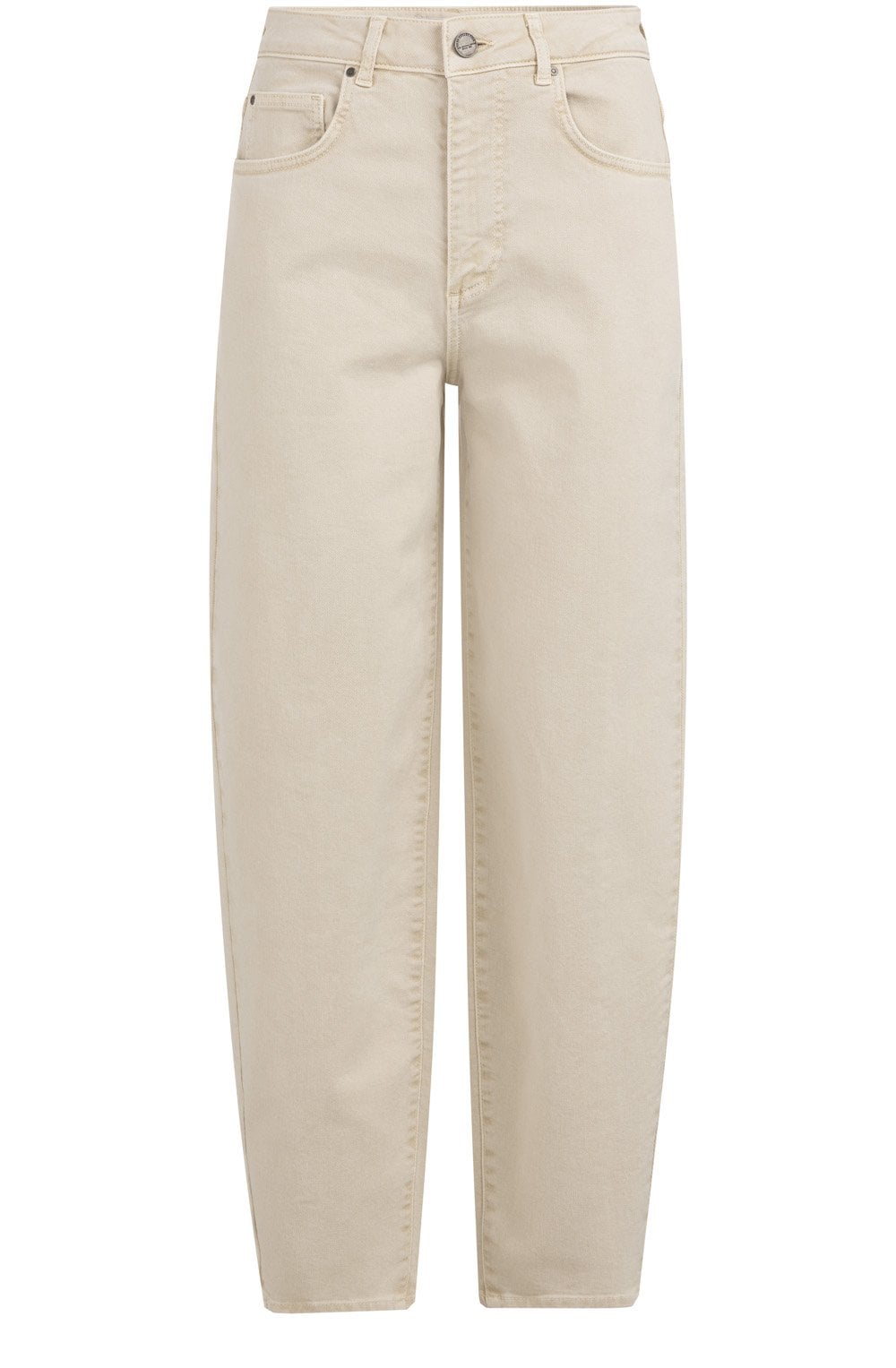 Sandstone Beige High Waist Barrel Jeans