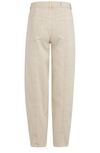 Sandstone Beige High Waist Barrel Jeans