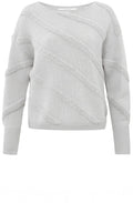 Sky Grey Diagonal Textured Knit Jumper