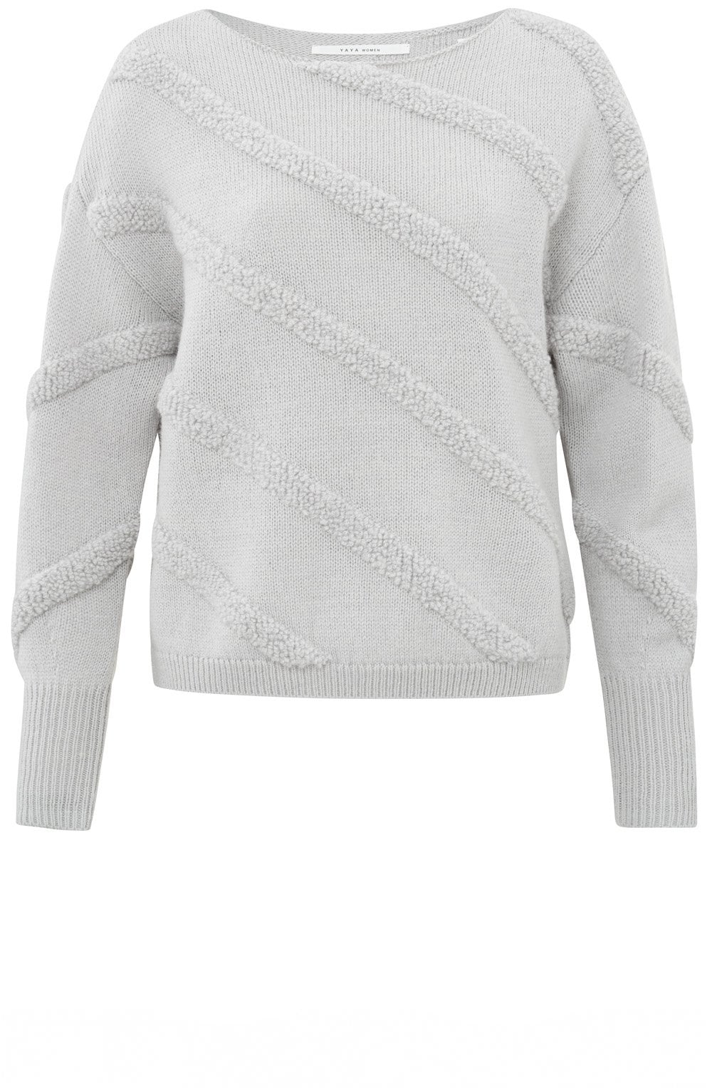 Sky Grey Diagonal Textured Knit Jumper