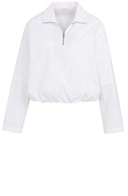 White Quarter Zip Balloon Blouse