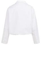White Quarter Zip Balloon Blouse