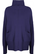 Blue High Neck Oversized Jumper