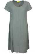 Khaki Linen A Line Dress