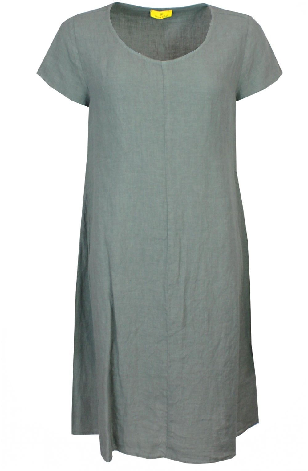 Khaki Linen A Line Dress