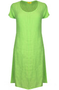 Lime Linen A Line Dress