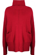 Red High Neck Oversized Jumper