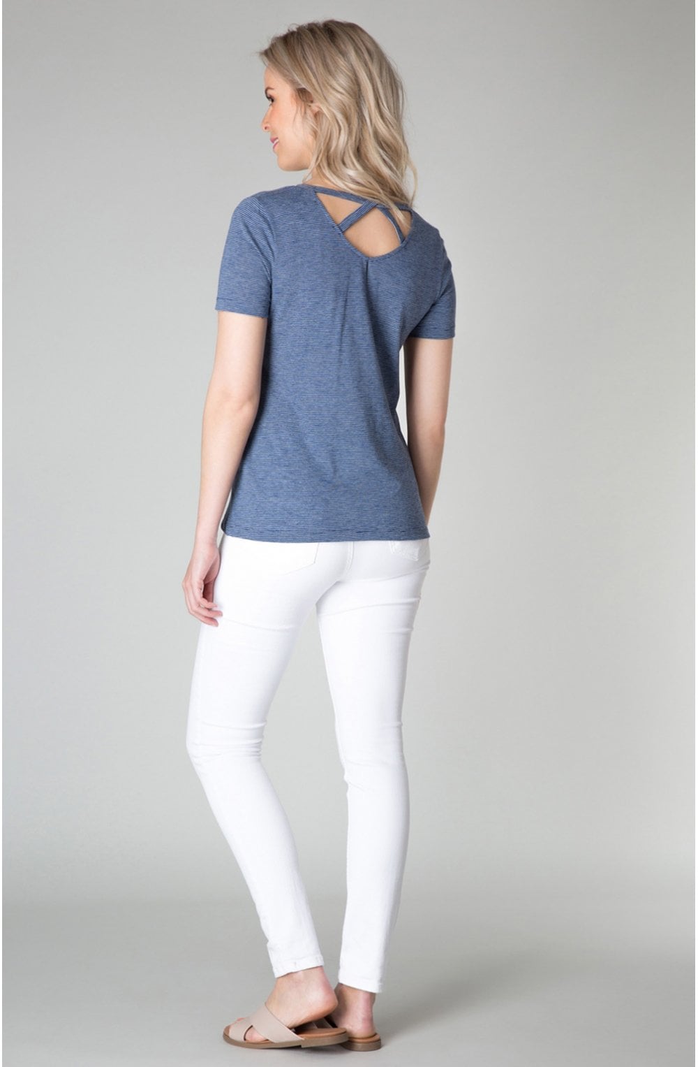 Blue Fine Striped T Shirt
