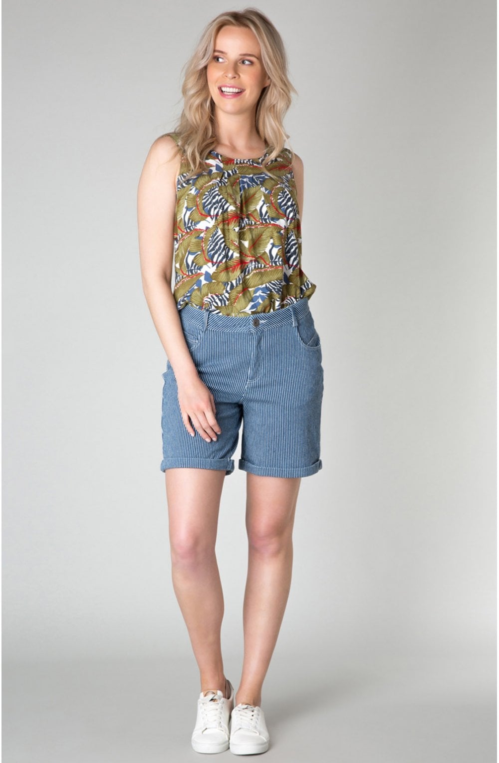 Blue & White Striped Shorts