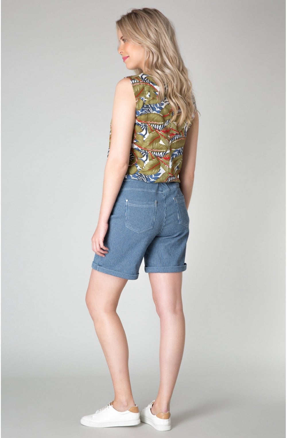 Blue & White Striped Shorts