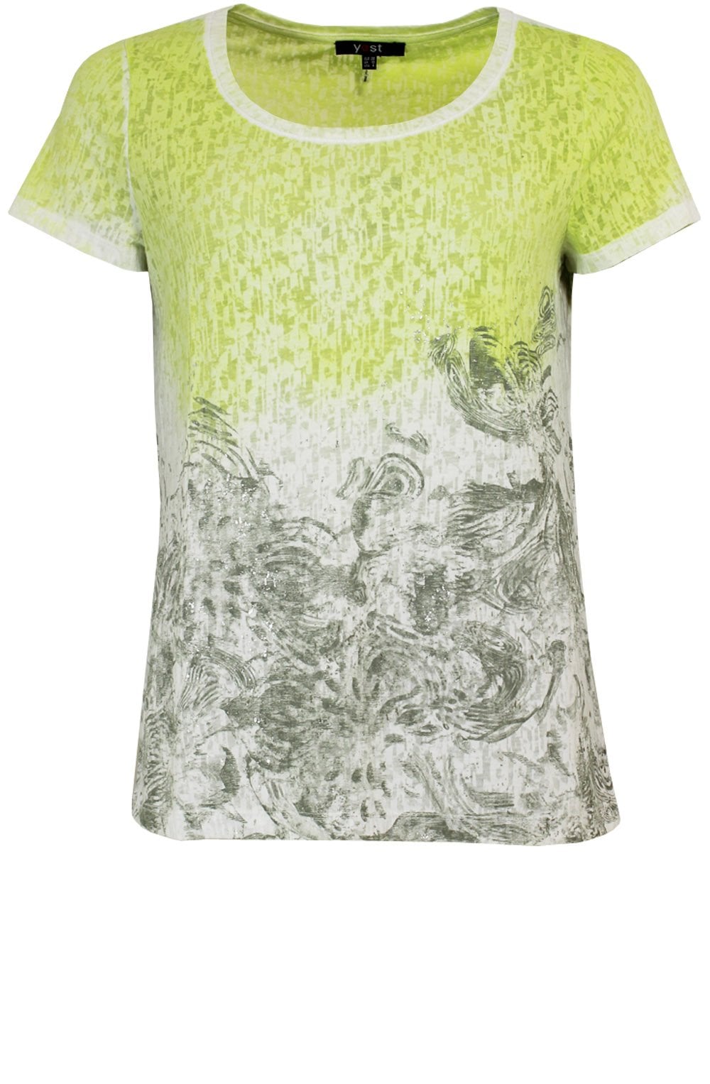 Lime Green & Grey Patterned Top