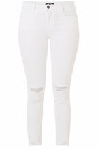 White Slim Leg Ripped Jeans
