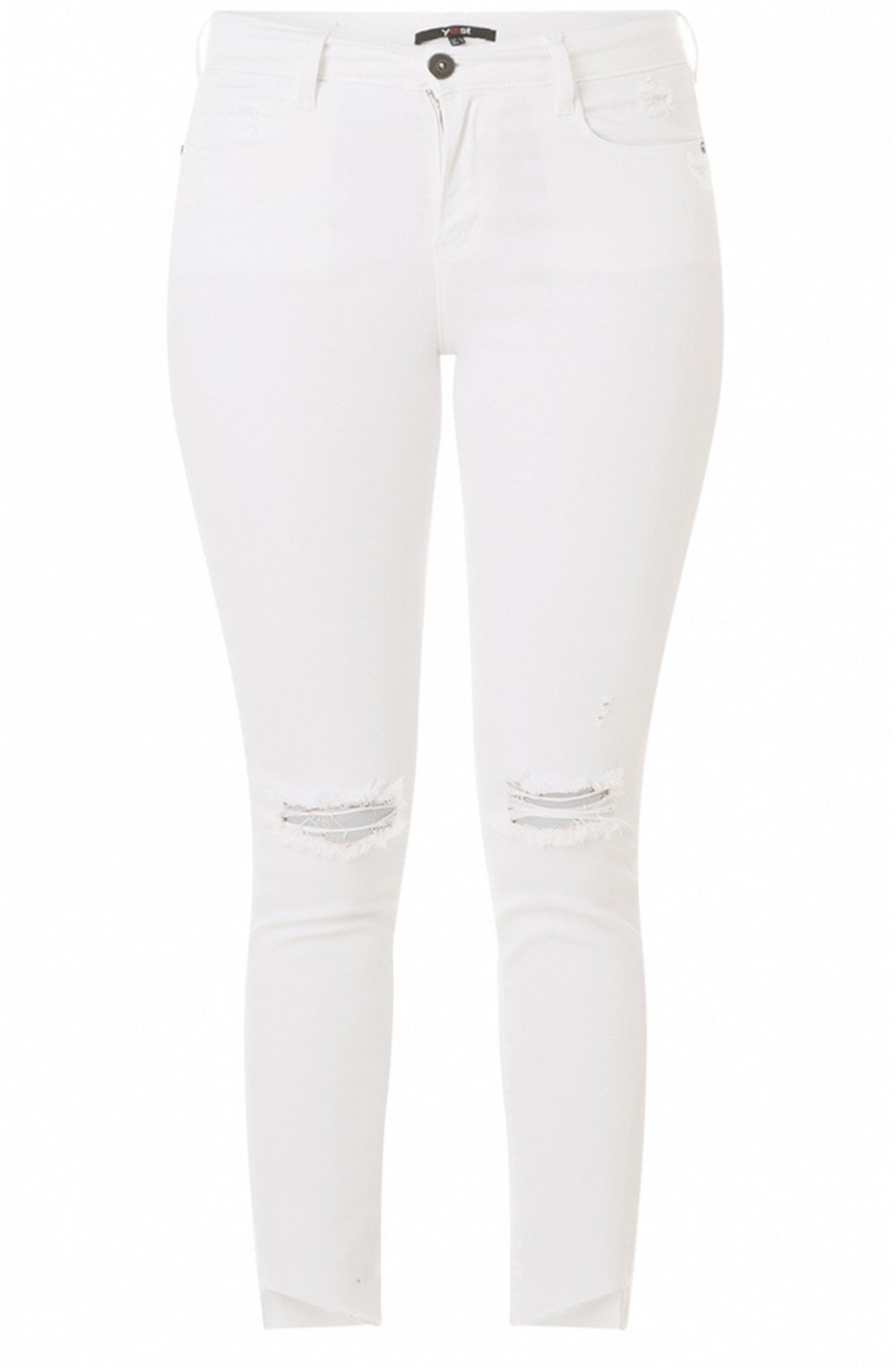 White Slim Leg Ripped Jeans