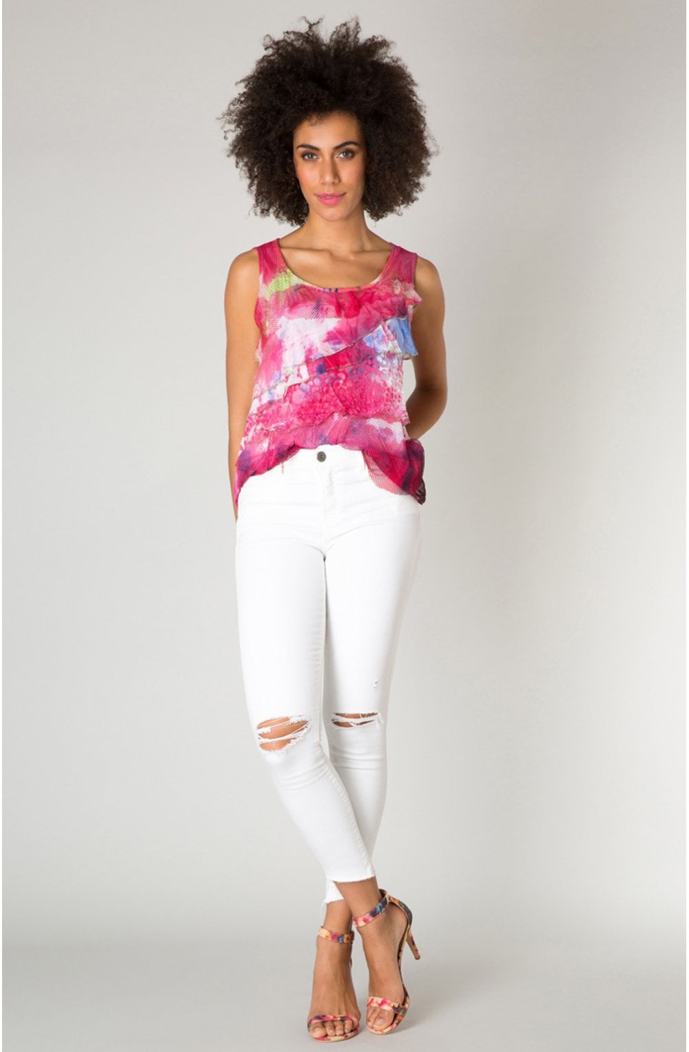 White Slim Leg Ripped Jeans
