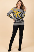 Grigio Grey Animal Print and Yellow Bow Jumper