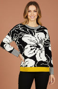 Nero Black and White Flower Jacquard Jumper