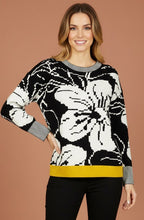Nero Black and White Flower Jacquard Jumper