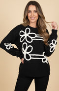 Nero Black and White Rope Flower Jumper