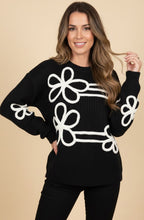 Nero Black and White Rope Flower Jumper