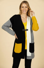 Nero Black and Yellow Colour Block Longline Cardigan
