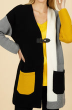 Nero Black and Yellow Colour Block Longline Cardigan