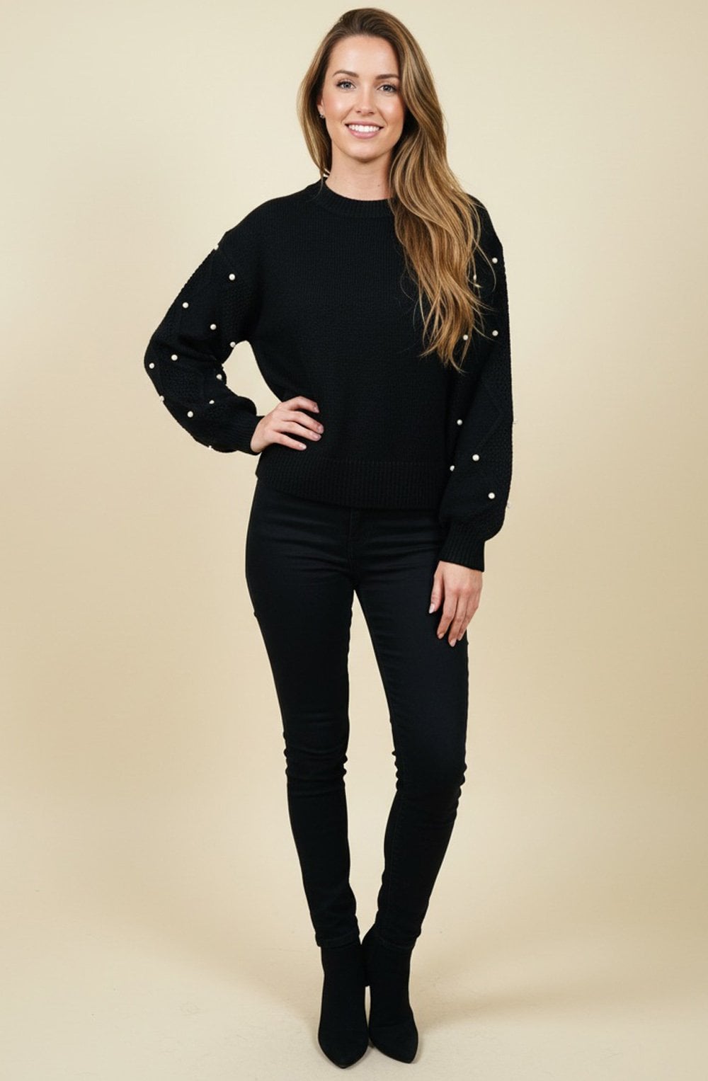 Nero Black Pearl Sleeve Jumper