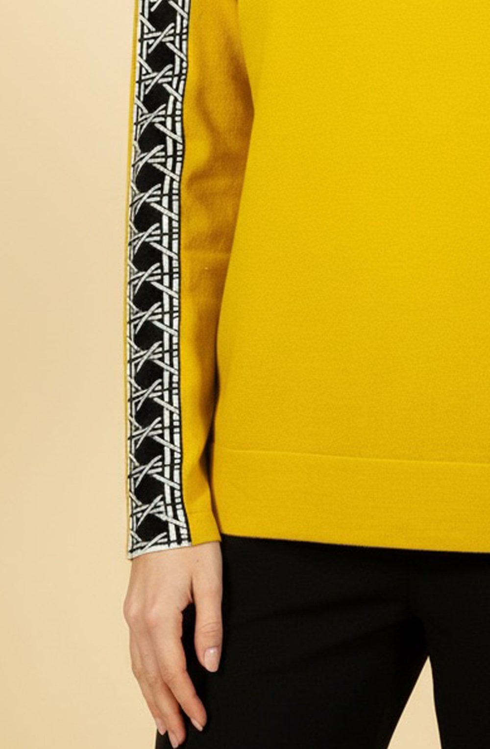 Ocra Yellow Patterned Sleeve Jumper