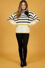 Panna Cream and Black Flower Broach Oversized Jumper