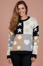 Panna Cream and Black Fluffy Oversized Jumper